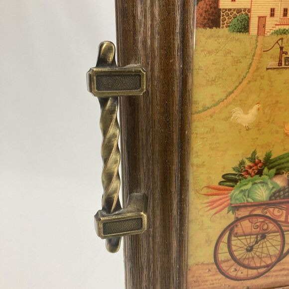 VTG Charles Wysocki Rooster Express Wood Lacquered Service Tray Wall Art Cottage - Picture 8 of 12